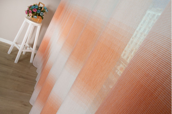Тюль лен градиент оранжевый TLG-9263