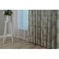 Готовые шторы круглый цветок серый/хаки GS-9265 2,25м/3*1,6м