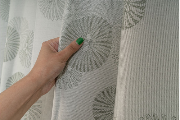 Готові штори кругла квітка сірий/хакі GS-9265 2,25м/3*1,6м