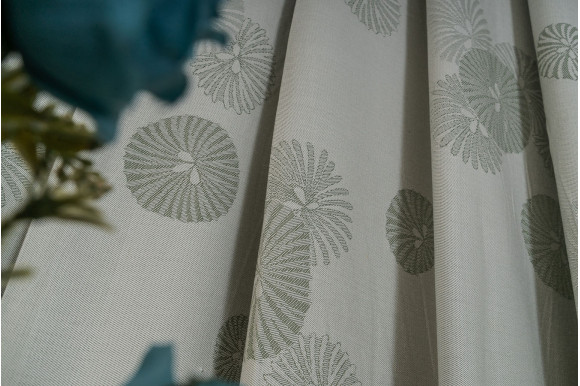 Готові штори кругла квітка сірий/хакі GS-9265 2,25м/3*1,6м