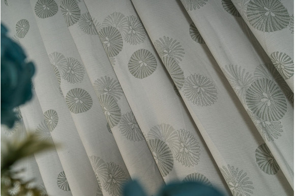 Готові штори кругла квітка сірий/хакі GS-9265 2,25м/3*1,6м