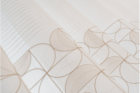 Тюль лен с вышивкой Alona TSL-9284 бело-бежевый