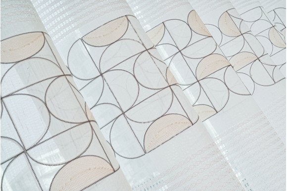 Тюль лен с вышивкой Alona TSL-9285 бело-серый Тюль лен с вышивкой Alona TSL-9285 бело-серый