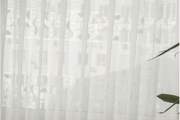 Тюль льон з вишивкою Alona TSL-9286 біло-молочний Тюль льон з вишивкою Alona TSL-9286 біло-молочний