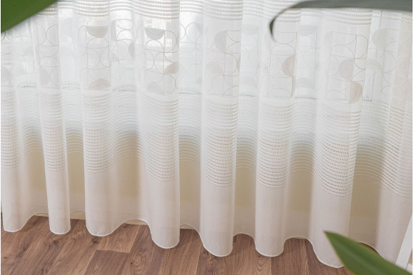 Тюль льон з вишивкою Alona TSL-9286 біло-молочний