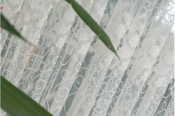 Готовый тюль фатин белый Z0512 GT-9300 2,31м/4,4м