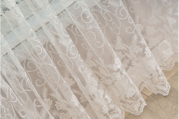 Готовый тюль фатин белый Z0512 GT-9300 2,31м/4,4м