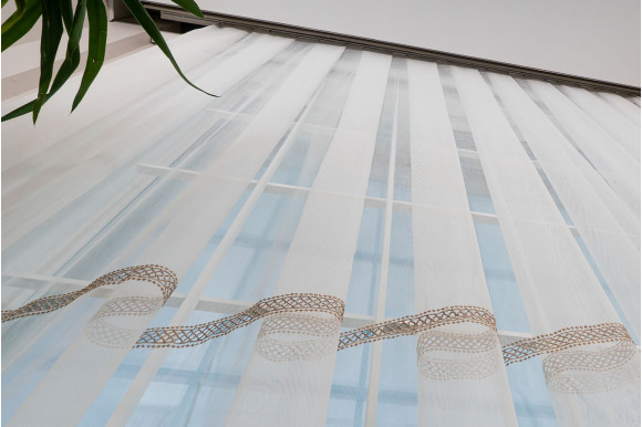 Тюль бамбук с вышивкой Wella TBV-9301 бежевый