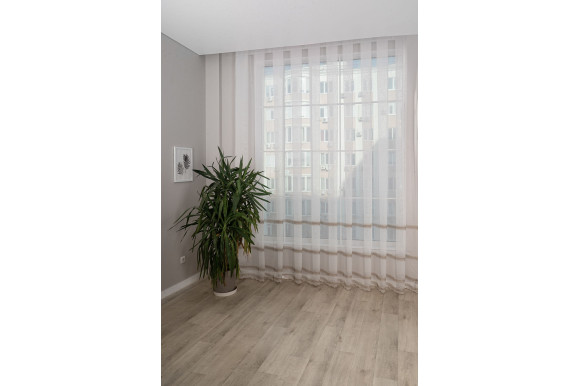 Тюль бамбук с вышивкой Wella TBV-9301 бежевый