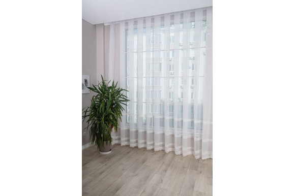 Тюль бамбук с вышивкой Wella TBV-9302 белый