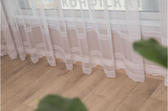 Тюль бамбук с вышивкой Wella TBV-9302 белый