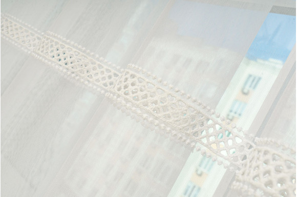 Тюль бамбук с вышивкой Wella TBV-9303 молочный