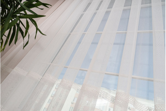 Тюль бамбук с вышивкой Wella TBV-9303 молочный