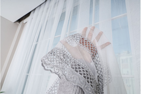 Тюль бамбук с вышивкой Wella TBV-9304 серый