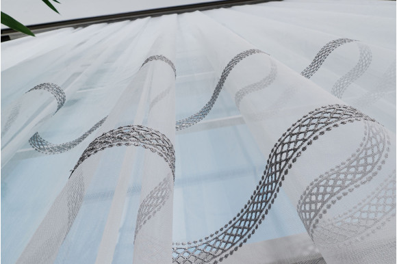 Тюль бамбук с вышивкой Wella TBV-9304 серый