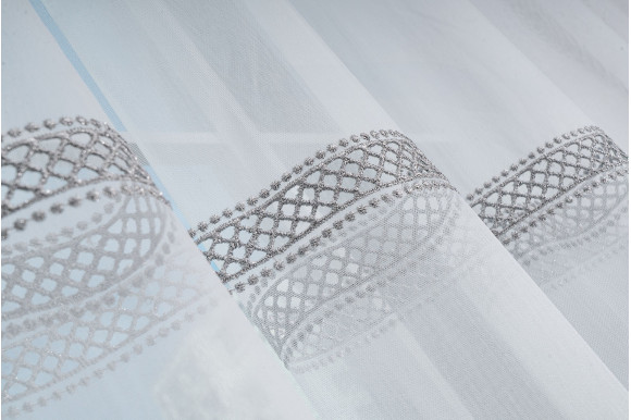 Тюль бамбук с вышивкой Wella TBV-9304 серый