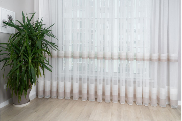 Тюль бамбук смужки Avant TBS-9323 бежевий