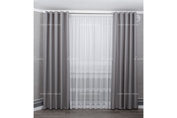 Шторы блэкаут MatteoFT-9336 серый