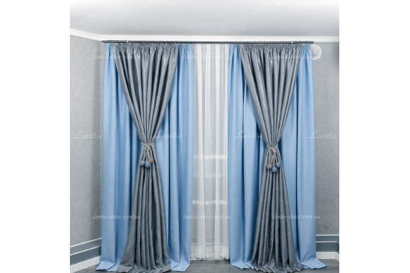 Штори блекаут Matteo FT-9351 блакитний Штори блекаут Matteo FT-9351 блакитний