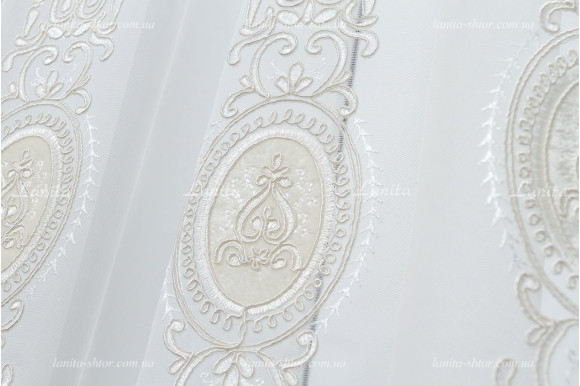 Тюль французский фатин c вышивкою Azzaro TFV-1743 отрез 3,6 метри