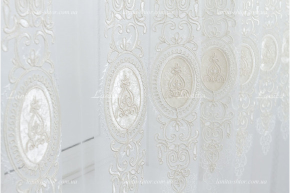 Тюль французский фатин c вышивкою Azzaro TFV-1743 отрез 3,6 метри