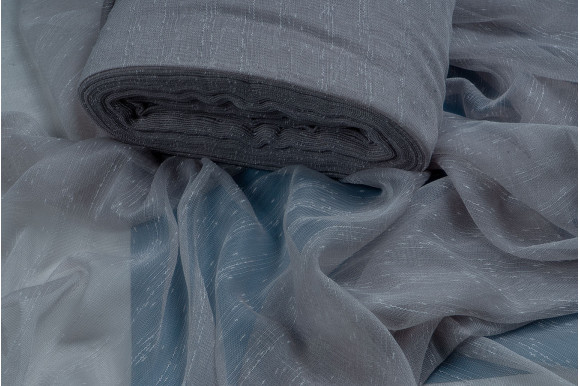 Тюль микросетка лен Baska TSL-9376 серый