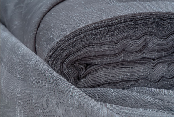 Тюль микросетка лен Baska TSL-9376 серый