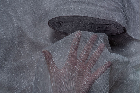 Тюль микросетка лен Baska TSL-9376 серый