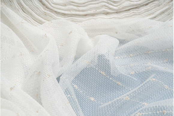 Тюль лён сетка Demax TSL-9378 молочный с люрексом