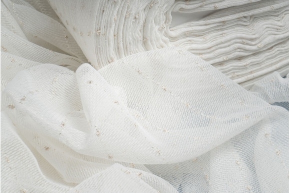 Тюль лён сетка Demax TSL-9378 молочный с люрексом