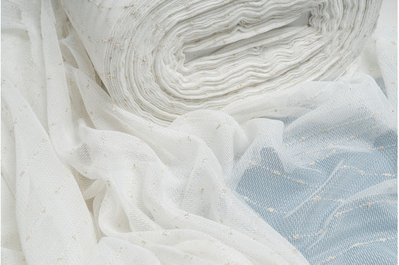 Тюль лён сетка Demax TSL-9378 молочный с люрексом