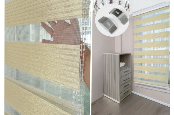 Рулонные шторы День-Ночь RSH-9438 0,8м*1,5м светло-золотистый