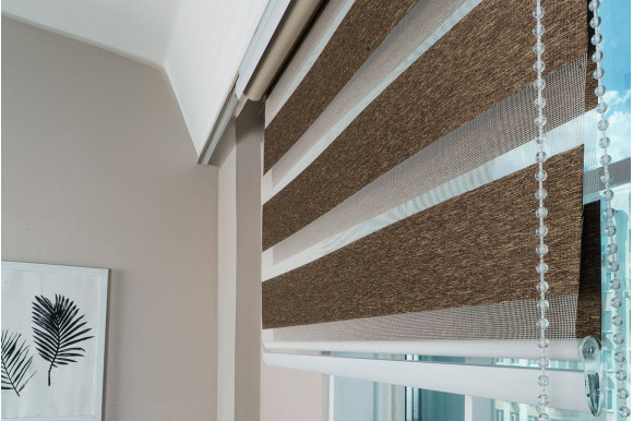 Рулонные шторы День-Ночь RSH-9439 0,8м*1,5м коричневый