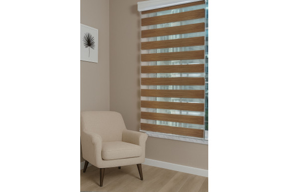 Рулонные шторы День-Ночь RSH-9440 0,8м*1,5м светло-коричневый