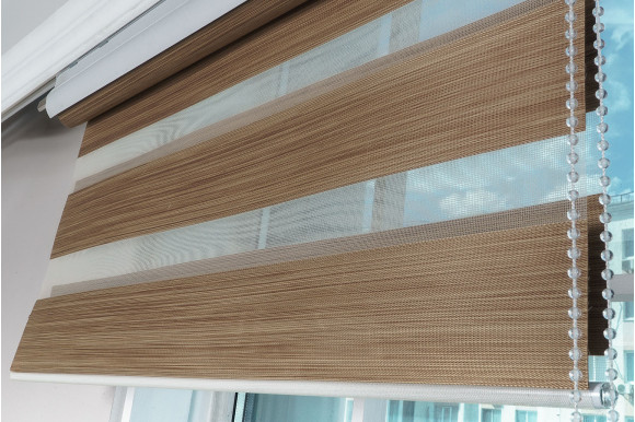 Рулонные шторы День-Ночь RSH-9440 0,8м*1,5м светло-коричневый