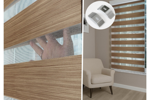 Рулонные шторы День-Ночь RSH-9440 0,8м*1,5м светло-коричневый