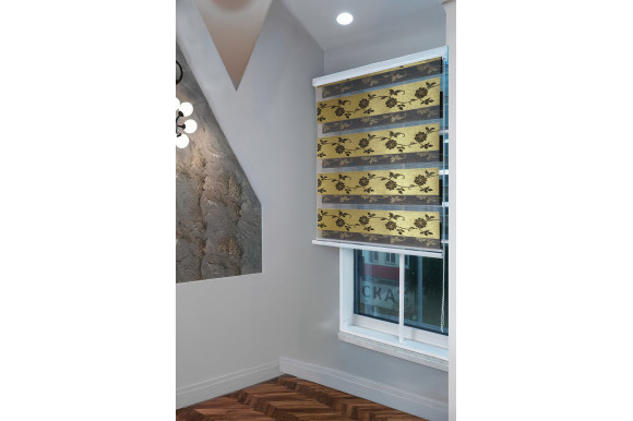 Рулонные шторы День-Ночь RSH-9442 0,8м*1,5м золотисто-черный