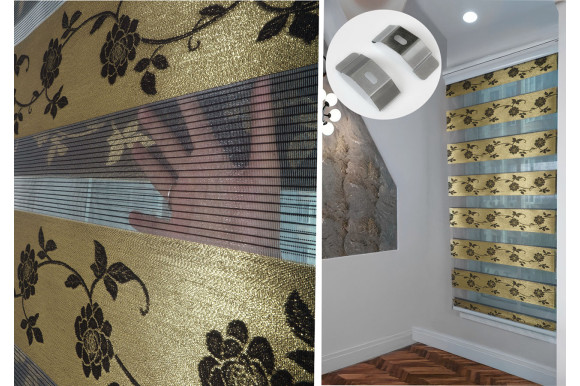 Рулонные шторы День-Ночь RSH-9442 0,8м*1,5м золотисто-черный