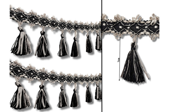 Бахрома для штор DL-9486 черно-бежевая