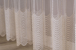 Тюль фатин с вышивкой Solar TFV-9496 молочно-бежевый