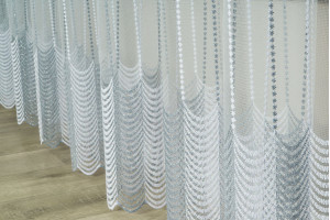 Тюль фатин с вышивкой Solar TFV-9498 серый