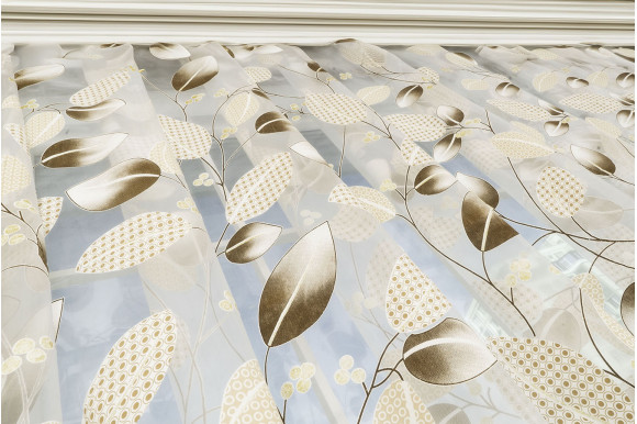 Тюль органза/коттон QS-48-09 коричневый отрез 2,0 метра