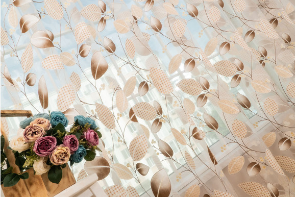 Тюль органза/коттон QS-48-09 коричневый отрез 2,0 метра