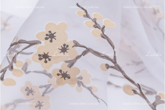 Тюль органза деворе Olive TD-276 отрез 3,6 метра Тюль органза деворе Olive TD-276 отрез 3,6 метра