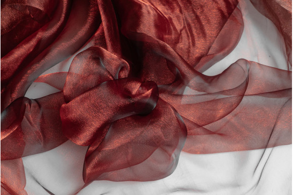 Тюль органза манка хамелеон бордовая