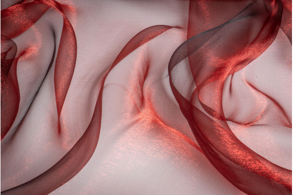 Тюль органза манка хамелеон бордовая