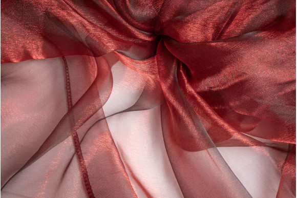 Тюль органза манка хамелеон бордовая