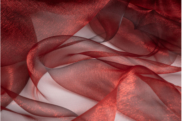 Тюль органза манка хамелеон бордовая