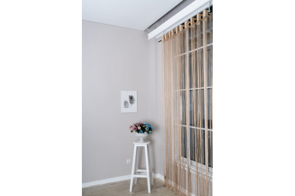 Штори-нитки однотонні бежеві