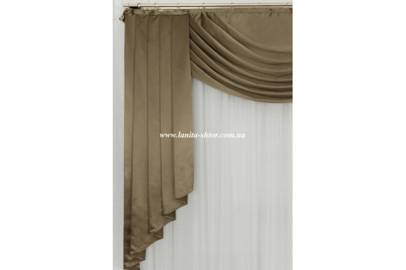 Ламбрекен коричневий сатиновий